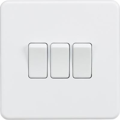 Picture of 3GANG 2WAY  SWITCH  SCREWLESS FLAT PLATE
MATT WHITE