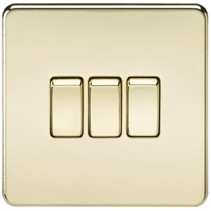 Picture of 3GANG 2WAY  SWITCH  SCREWLESS FLAT PLATE
POLISHED BRASS
