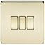 Picture of 3GANG 2WAY  SWITCH  SCREWLESS FLAT PLATE
POLISHED BRASS