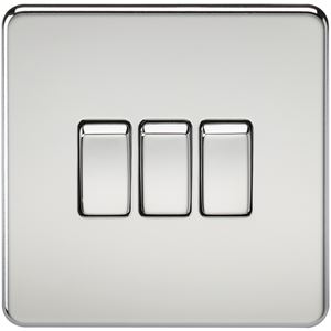 Picture of 3GANG 2WAY  SWITCH  SCREWLESS FLAT PLATE
POLISHED CHROME