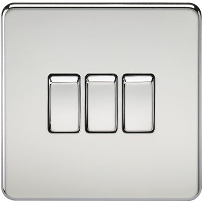 Picture of 3GANG 2WAY  SWITCH  SCREWLESS FLAT PLATE
POLISHED CHROME