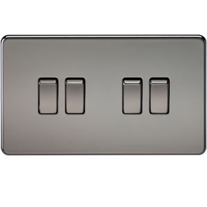Picture of 4GANG 2WAY  SWITCH  SCREWLESS FLAT PLATE
BLACK NICKEL