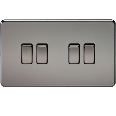 Picture of 4GANG 2WAY  SWITCH  SCREWLESS FLAT PLATE
BLACK NICKEL