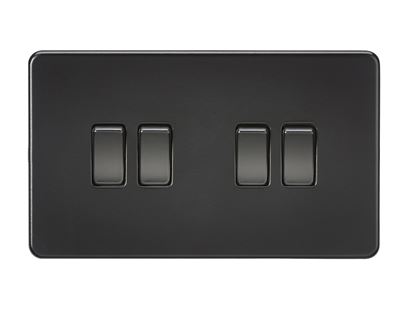 Picture of 4GANG 2WAY  SWITCH  SCREWLESS FLAT PLATE
MATT BLACK