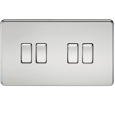 Picture of 4GANG 2WAY  SWITCH  SCREWLESS FLAT PLATE
POLISHED CHROME