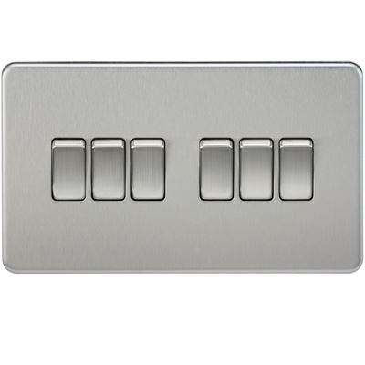 Picture of 6GANG 2WAY  SWITCH  SCREWLESS FLAT PLATE
BRUSHED CHROME