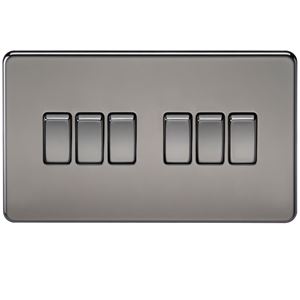 Picture of 6GANG 2WAY  SWITCH  SCREWLESS FLAT PLATE
BLACK NICKEL