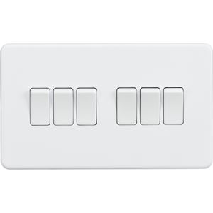 Picture of 6GANG 2WAY  SWITCH  SCREWLESS FLAT PLATE
MATT WHITE