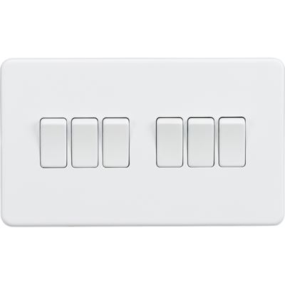 Picture of 6GANG 2WAY  SWITCH  SCREWLESS FLAT PLATE
MATT WHITE