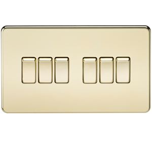 Picture of 6GANG 2WAY  SWITCH  SCREWLESS FLAT PLATE
POLISHED BRASS