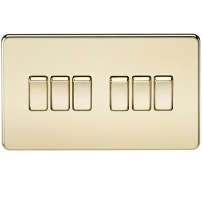 Picture of 6GANG 2WAY  SWITCH  SCREWLESS FLAT PLATE
POLISHED BRASS