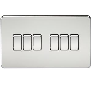 Picture of 6GANG 2WAY  SWITCH  SCREWLESS FLAT PLATE
POLISHED CHROME