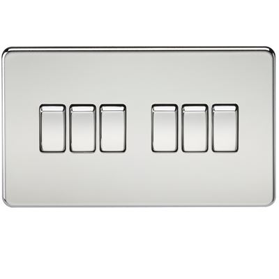 Picture of 6GANG 2WAY  SWITCH  SCREWLESS FLAT PLATE
POLISHED CHROME