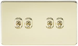 Picture of 4GANG 2WAY  TOGGLE SWITCH  SCREWLESS FLAT
POLISHED BRASS