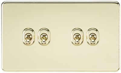 Picture of 4GANG 2WAY  TOGGLE SWITCH  SCREWLESS FLAT
POLISHED BRASS