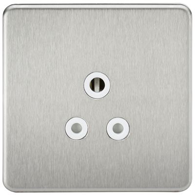 Picture of 5 AMP SOCKET SCREWLESS FLAT PLATE
WHITE INSERT BRUSHED CHROME