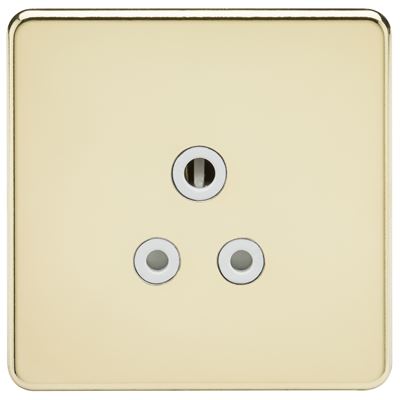 Picture of 5 AMP SOCKET SCREWLESS FLAT PLATE
WHITE INSERT POLISHED BRASS