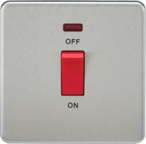 Picture of 45A DP  SWITCH  C/W NEON SCREWLESS FLAT PLATE
1 GANG BRUSHED CHROME