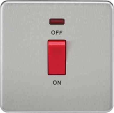 Picture of 45A DP  SWITCH  C/W NEON SCREWLESS FLAT PLATE
1 GANG BRUSHED CHROME