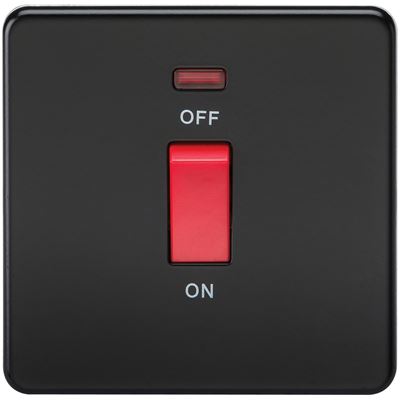 Picture of 45A DP  SWITCH  C/W NEON SCREWLESS FLAT PLATE
1 GANG MATT BLACK