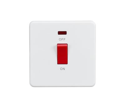 Picture of 45A DP  SWITCH  C/W NEON SCREWLESS FLAT PLATE
1 GANG MATT WHITE