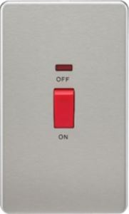 Picture of 45A DP  SWITCH  C/W NEON SCREWLESS FLAT PLATE
2 GANG BRUSHED CHROME