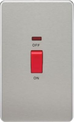 Picture of 45A DP  SWITCH  C/W NEON SCREWLESS FLAT PLATE
2 GANG BRUSHED CHROME