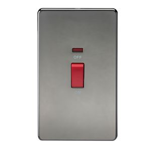 Picture of 45A DP  SWITCH  C/W NEON SCREWLESS FLAT PLATE
2 GANG BLACK NICKEL