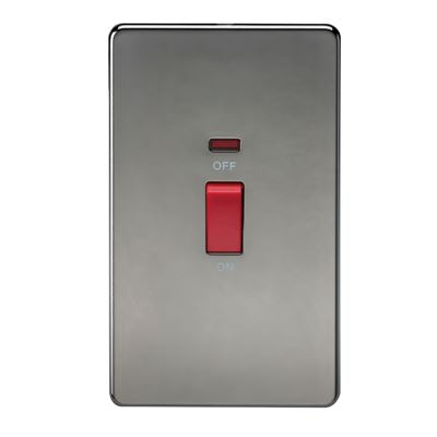Picture of 45A DP  SWITCH  C/W NEON SCREWLESS FLAT PLATE
2 GANG BLACK NICKEL