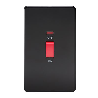 Picture of 45A DP  SWITCH  C/W NEON SCREWLESS FLAT PLATE
2 GANG MATT BLACK