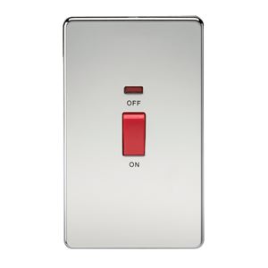Picture of 45A DP  SWITCH  C/W NEON SCREWLESS FLAT PLATE
2 GANG POLISHED CHROME