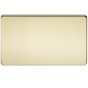 Picture of 2 GANG BLANK PLATE  SCREWLESS FLAT PLATE
POLISHED BRASS