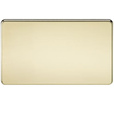 Picture of 2 GANG BLANK PLATE  SCREWLESS FLAT PLATE
POLISHED BRASS