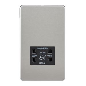 Picture of 115V/230V SHAVER SOCKET SCREWLESS PLATE
BLACK  INSERT BRUSHED CHROME