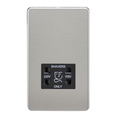 Picture of 115V/230V SHAVER SOCKET SCREWLESS PLATE
BLACK  INSERT BRUSHED CHROME