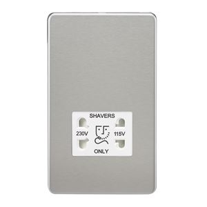 Picture of 115V/230V SHAVER SOCKET SCREWLESS PLATE
WHITE INSERT BRUSHED CHROME