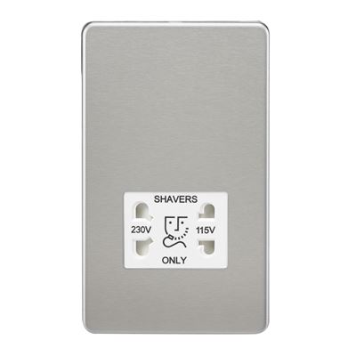 Picture of 115V/230V SHAVER SOCKET SCREWLESS PLATE
WHITE INSERT BRUSHED CHROME