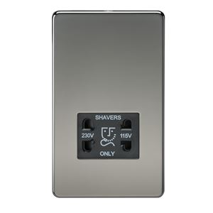 Picture of 115V/230V SHAVER SOCKET SCREWLESS PLATE
BLACK  INSERT BLACK NICKEL