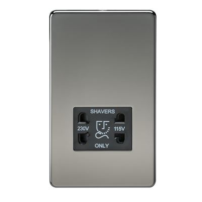 Picture of 115V/230V SHAVER SOCKET SCREWLESS PLATE
BLACK  INSERT BLACK NICKEL