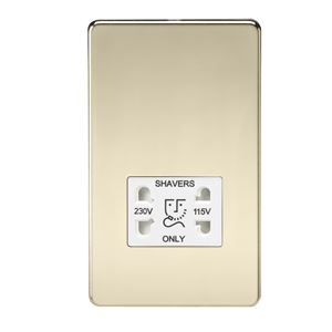 Picture of 115V/230V SHAVER SOCKET SCREWLESS PLATE
WHITE INSERT POLISHED BRASS