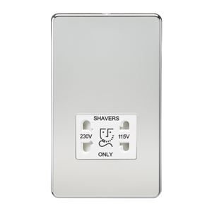 Picture of 115V/230V SHAVER SOCKET SCREWLESS PLATE
WHITE INSERT POLISHED CHROME