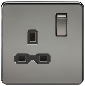 Picture of 1 GANG SOCKET SCREWLESS FLAT PLATE
BLACK NICKEL/BLACK INSERT