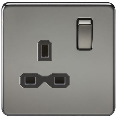 Picture of 1 GANG SOCKET SCREWLESS FLAT PLATE
BLACK NICKEL/BLACK INSERT