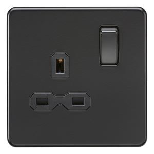 Picture of 1 GANG SOCKET MATT BLACK INSERT
SCREWLESS FLAT PLATE