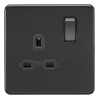 Picture of 1 GANG SOCKET MATT BLACK INSERT
SCREWLESS FLAT PLATE