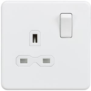Picture of 1 GANG SOCKET MATT WHITE INSERT
SCREWLESS FLAT PLATE