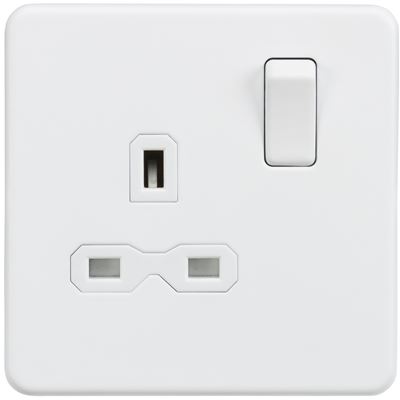 Picture of 1 GANG SOCKET MATT WHITE INSERT
SCREWLESS FLAT PLATE