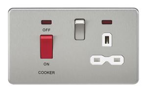 Picture of 45A DP  SWITCH  NEON SCREWLESS
SWITCH AND 13A SOCKET  BRUSHED CHROME WH/INS