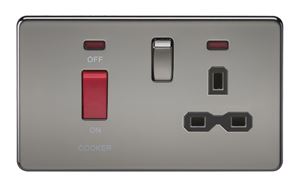 Picture of 45A DP  SWITCH NEON SCREWLESS
SWITCH AND 13A SOCKET  BLACK NICKEL BLK/INS