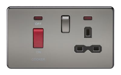 Picture of 45A DP  SWITCH NEON SCREWLESS
SWITCH AND 13A SOCKET  BLACK NICKEL BLK/INS